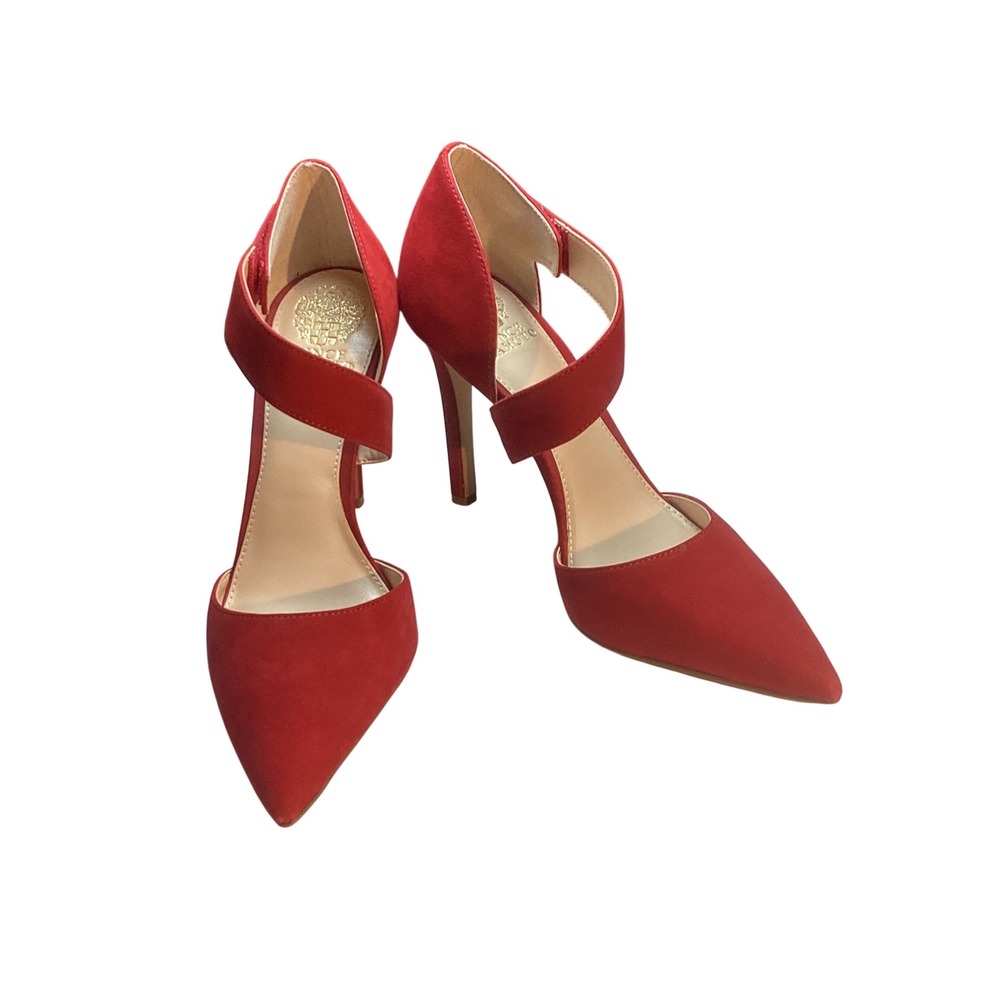 Vince Camuto Red Suede D'Orsay Pumps Womens 9 Red Stiletto Pointed Toe Formal